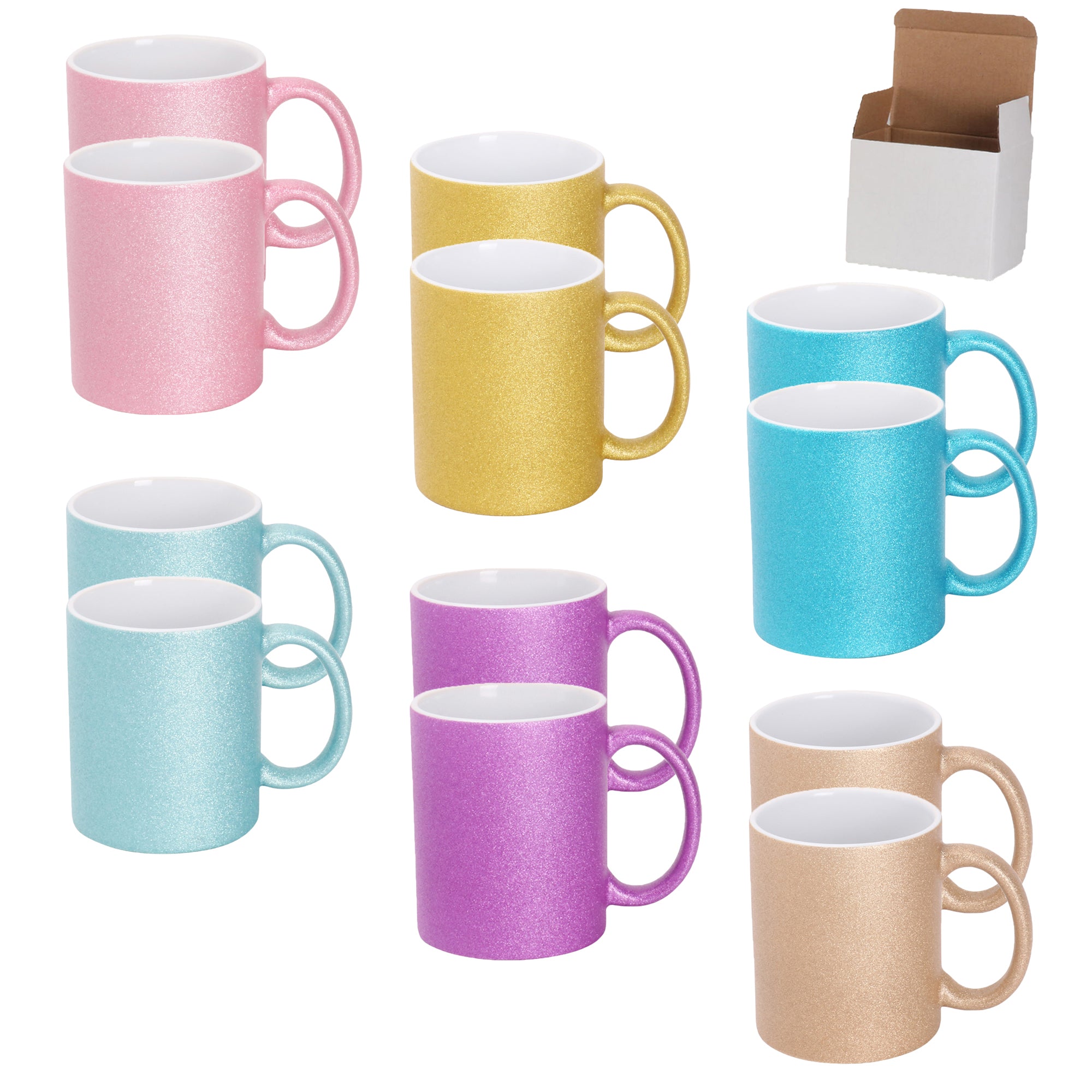 11oz Sparkling Glitter Sublimation Mug Blanks with Individual Box